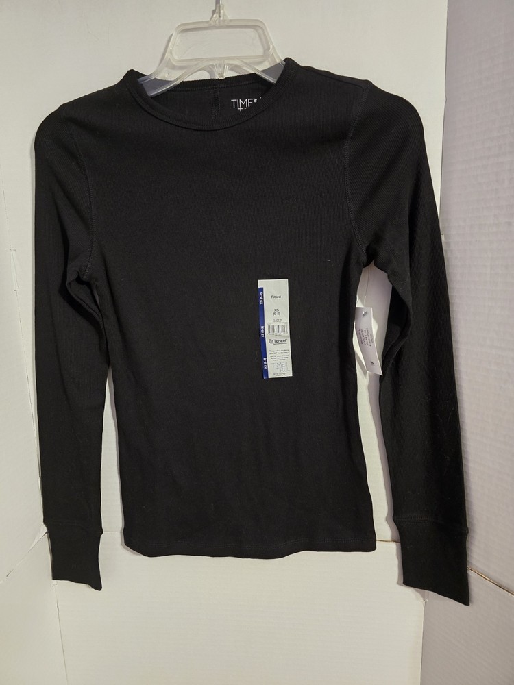 Time and Tru Women's Rib Tee with Long Sleeves, Fitted, Size XS (0-2)