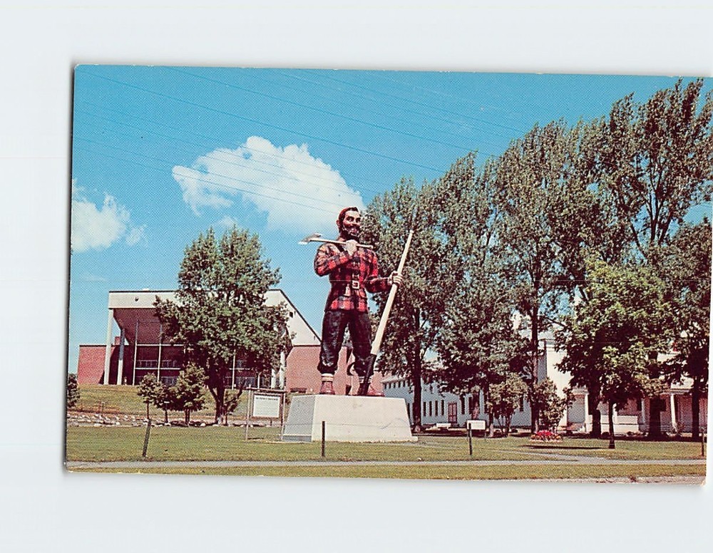Postcard Paul Bunyan Statue Municipal Auditorium Exposition Bldg. Bangor Maine