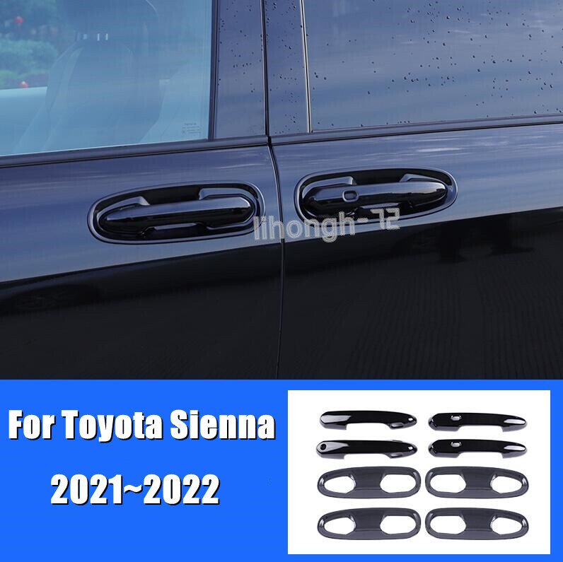 Fit For 2021 2022 Toyot@a Sienna Glossy Black Car Outside Door Handle Cover Trim