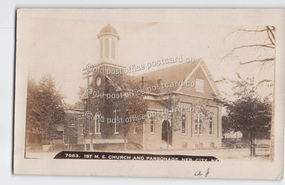 Nebraska City, Neb-M.E. Church-Bower-Zercher c1908 RPPC Real Photo Postcard