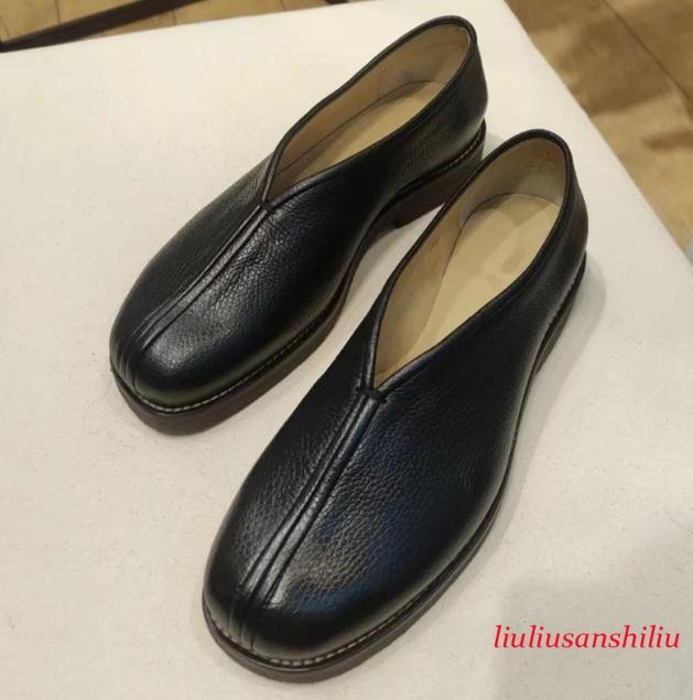 Loafers Men's Round Toe British Retro Slip on Splicing Shoes Casual Oversize