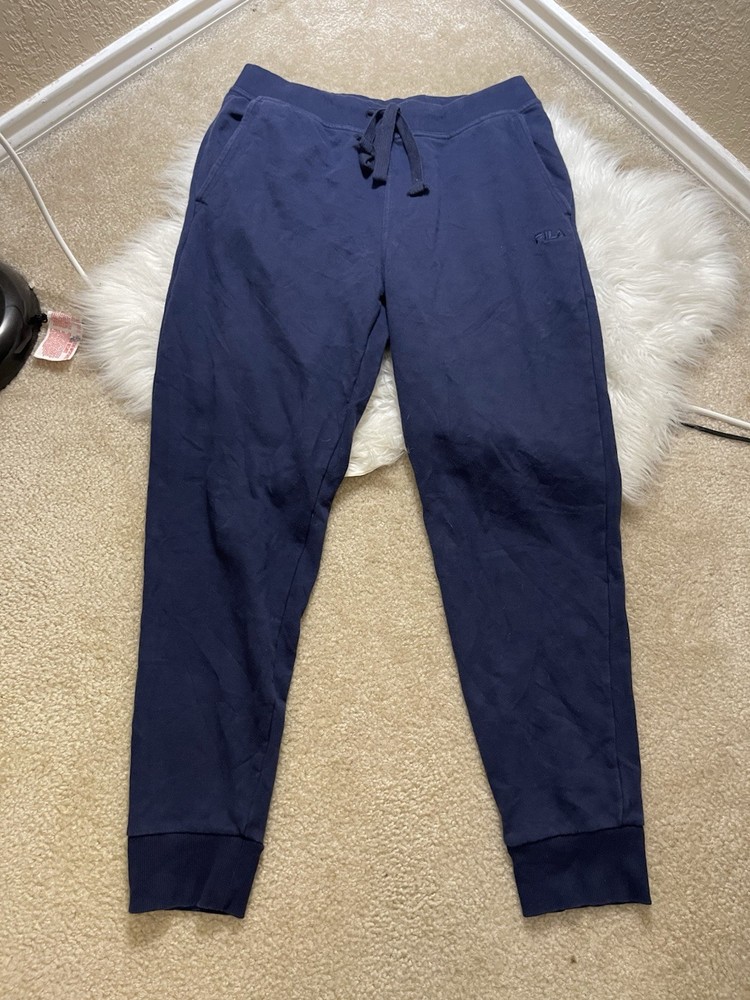 Mens Fila Classic Sweatpants Joggers Size Medium Navy Blue Drawstring Pockets