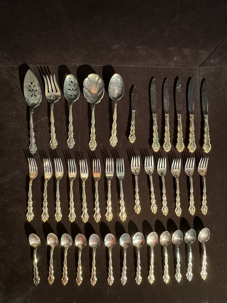 38 Piece Hostess Completer Set Oneida Golden Modern Baroque Gold Electroplate