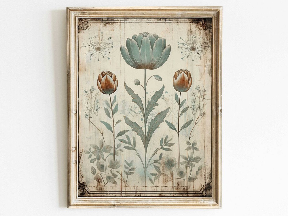 Wildflower Print Vintage Botanical Wall Art Flower Bouquet Minimalist Floral