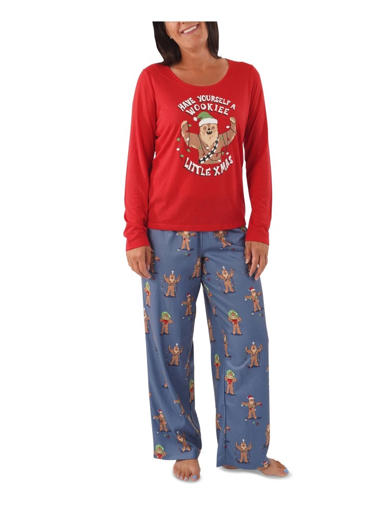 HYBRID APPAREL Womens Red T-Shirt Top Straight leg Pants Pajamas S