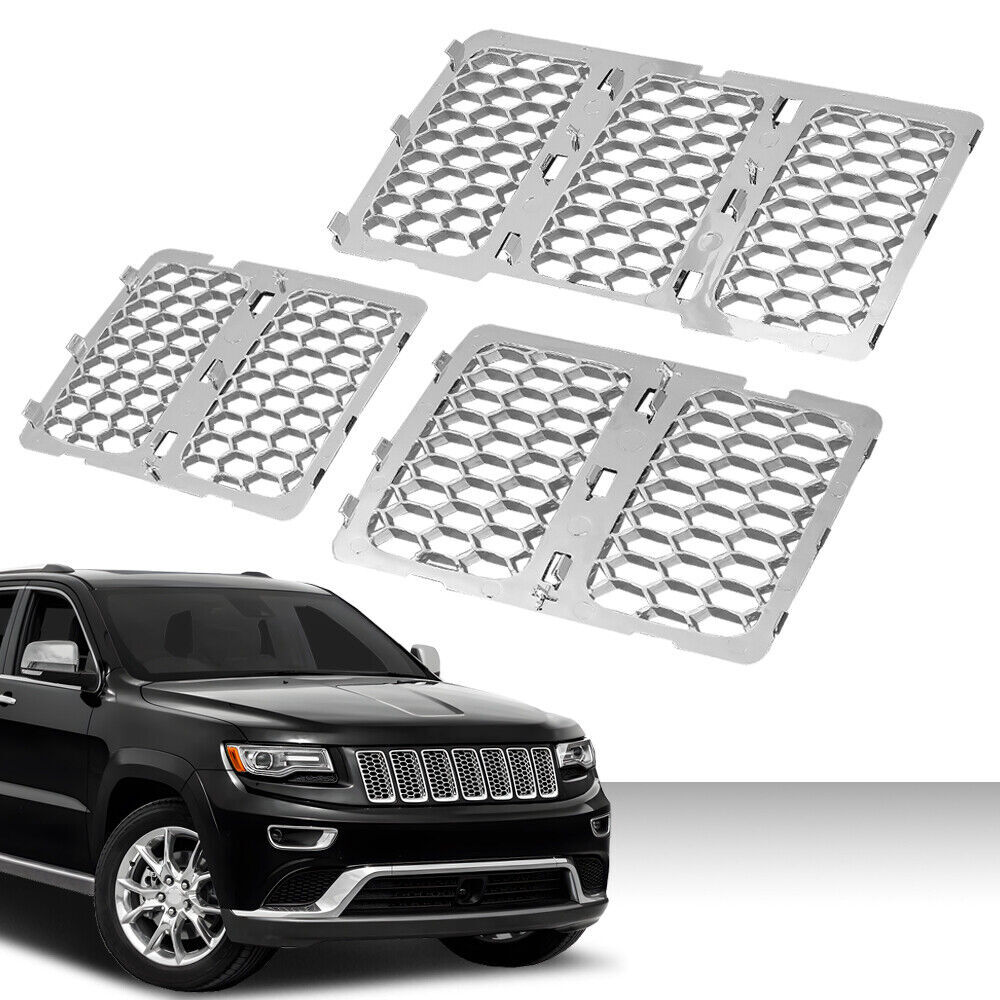 3x Chrome Front Grille Mesh Grill Insert Cover For Jeep Grand Cherokee 14-2016