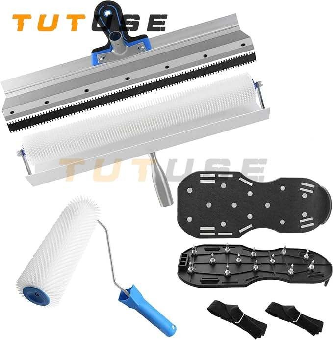 Self-Leveling Cement Kit with Epoxy Floor Paint Tool and Stainless Steel Scraper