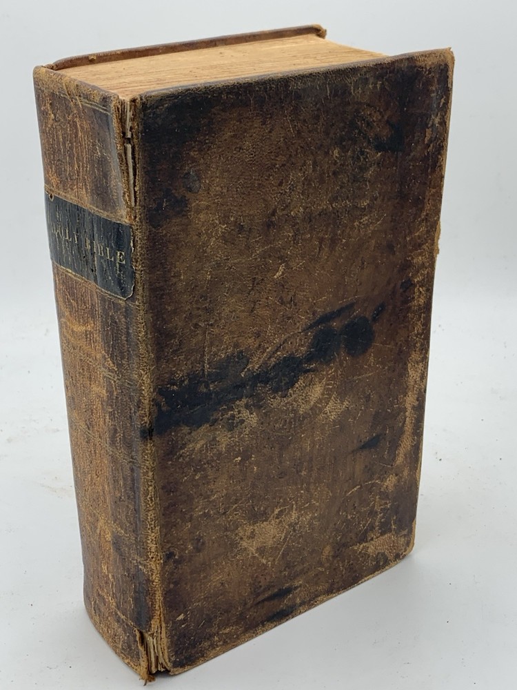 1826 American Bible Society Holy Bible Original Tongues Leather Family
