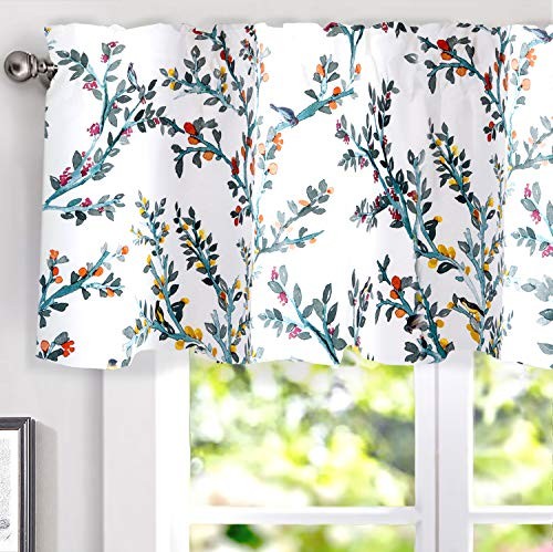 Jasmine Watercolor Branch Botanical Thermal Insulated Curtain 52x18 Inches