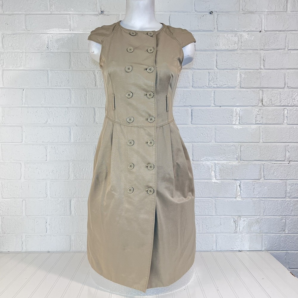 Y2K Michael Kors Women's Beige Double Breasted Trench Dress Size 4