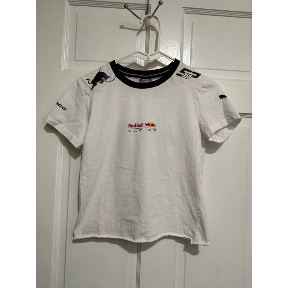 Red Bull Racing Kids Shirt Size Small Puma White Black Ringer
