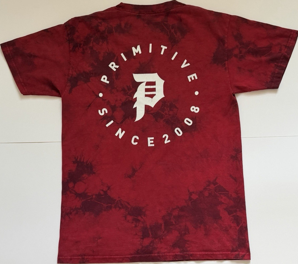 Primitive Apparel Men's S Red Black Tie Dye Short Sleeve Graphic T-Shirt
