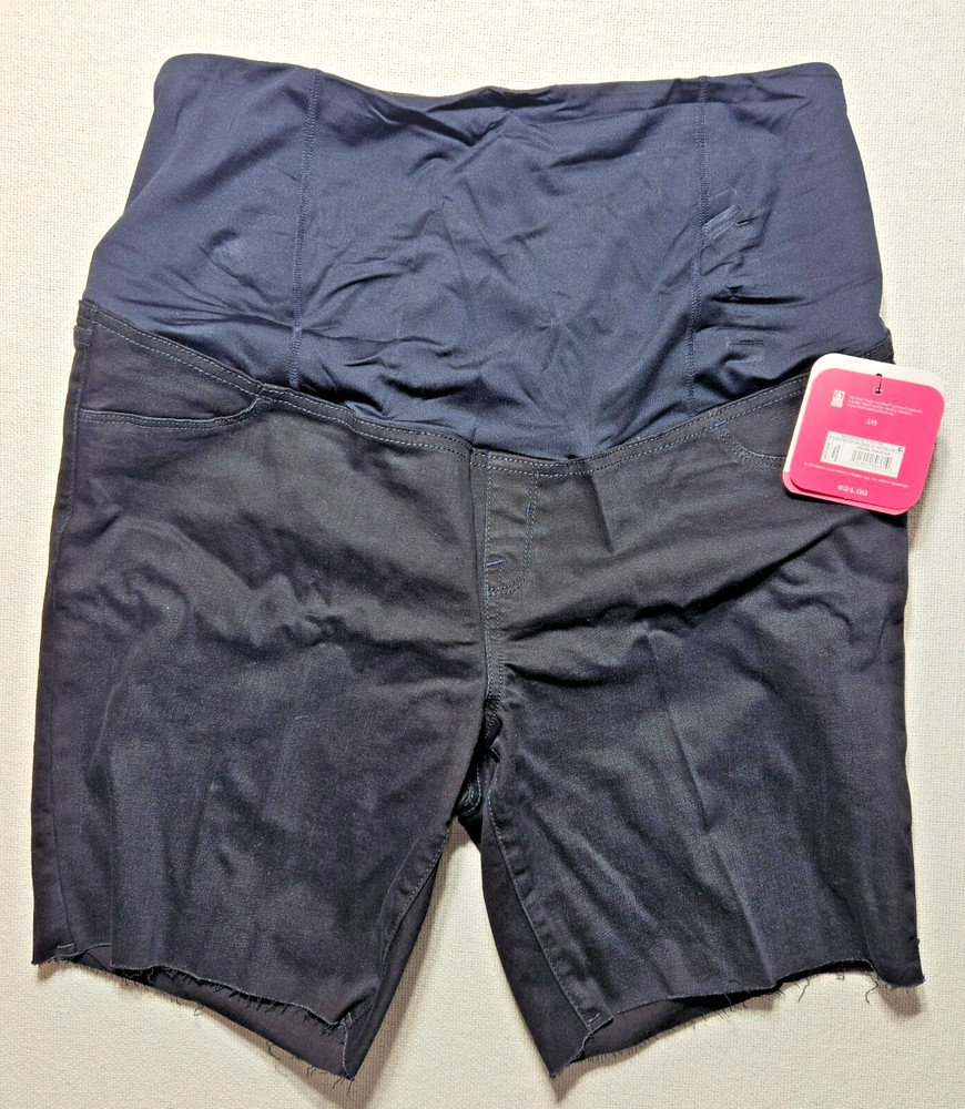 ISABEL Black Maternity Bermuda Shorts Crossover Panel Pockets Women's Size 18