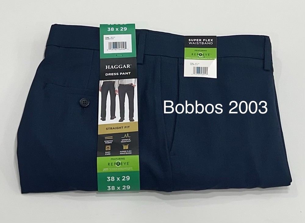 Haggar Men's Straight-Fit Dress Pants, Blue, Size 38X29