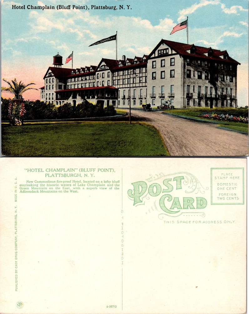 Hotel Champlain Bluff Point Plattsburgh New York NY Postcard