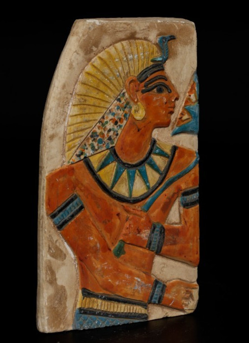 Ancient Egyptian Isis Stela Painted Limestone Relief Plaque Goddess Statue BC