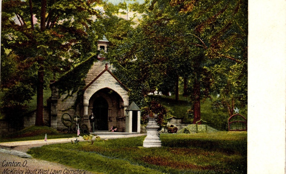 Postcard McKinley vault West lawn cemetery, Canton, Ohio
