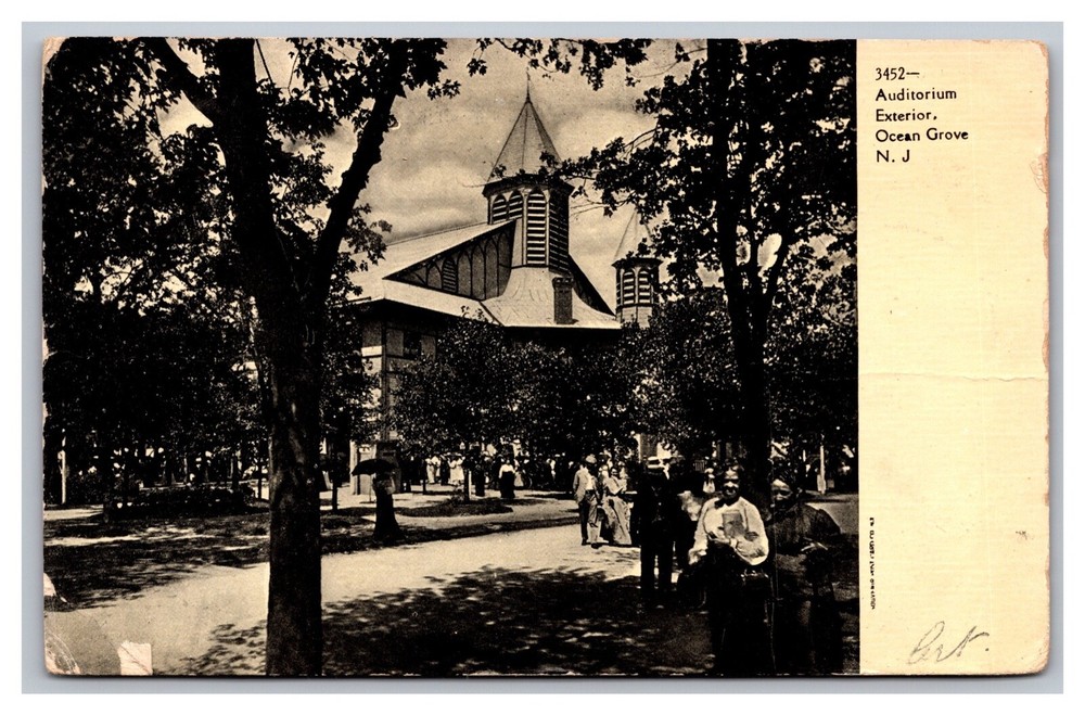 Ocean Grove, NJ, Auditorium Exterior, Divided Back Postcard Posted 1907