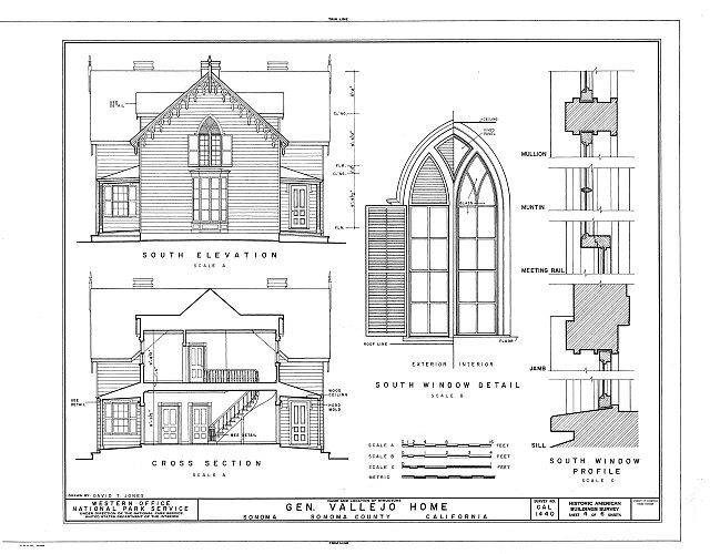 Sonoma California 1900s General Vallejo House HABS architectural drawing