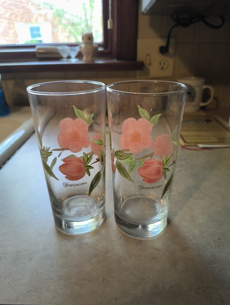 VTG Franciscan Desert Rose Glass Ice Tea Drinking Tumbler 6 1/4