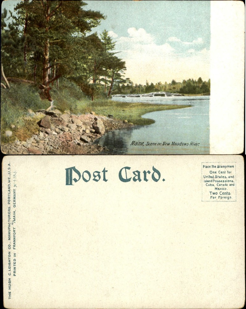 New Meadows River Maine ME bridge UDB c1905 vintage postcard