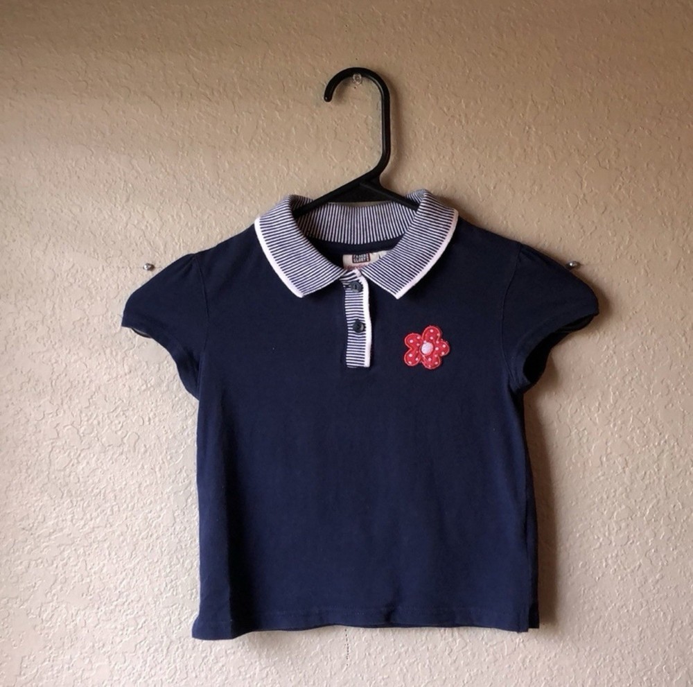 Faded Glory Shirt Girls Vintage Y2K Blue Casual Polo Shirt Top Girls Size 6