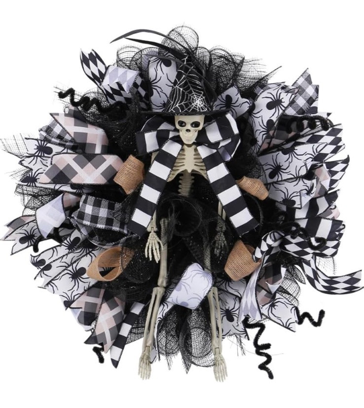 Halloween Wreath 15.7 Inch Spooky Front Door Decor