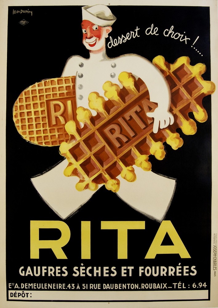 Vintage Print Paper Poster Art Painting Rita Waffles advert