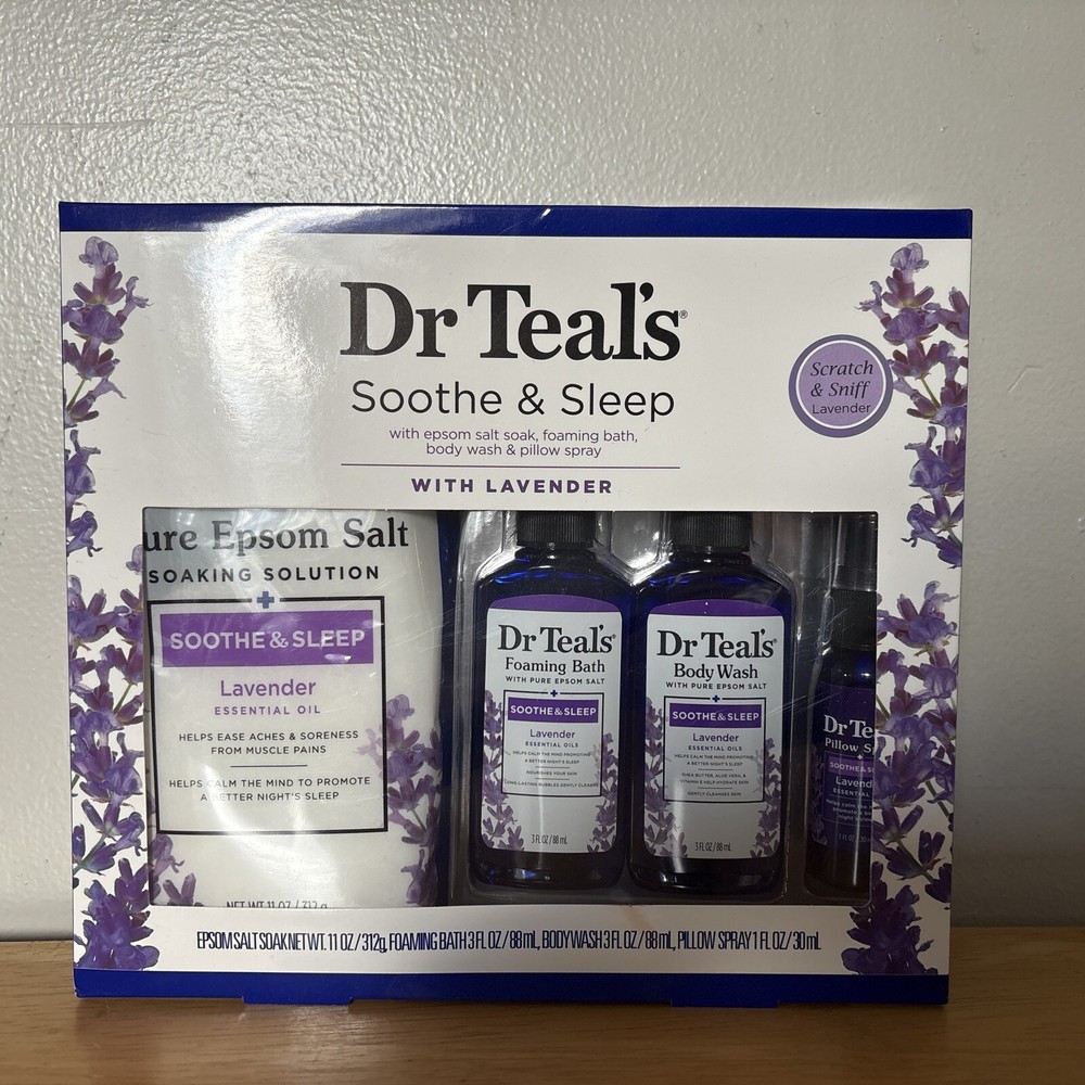 Dr Teal's Pure Epsom Salt Lavender,Body Lotion,Wash,Foaming Bath,Gift Set 4pc