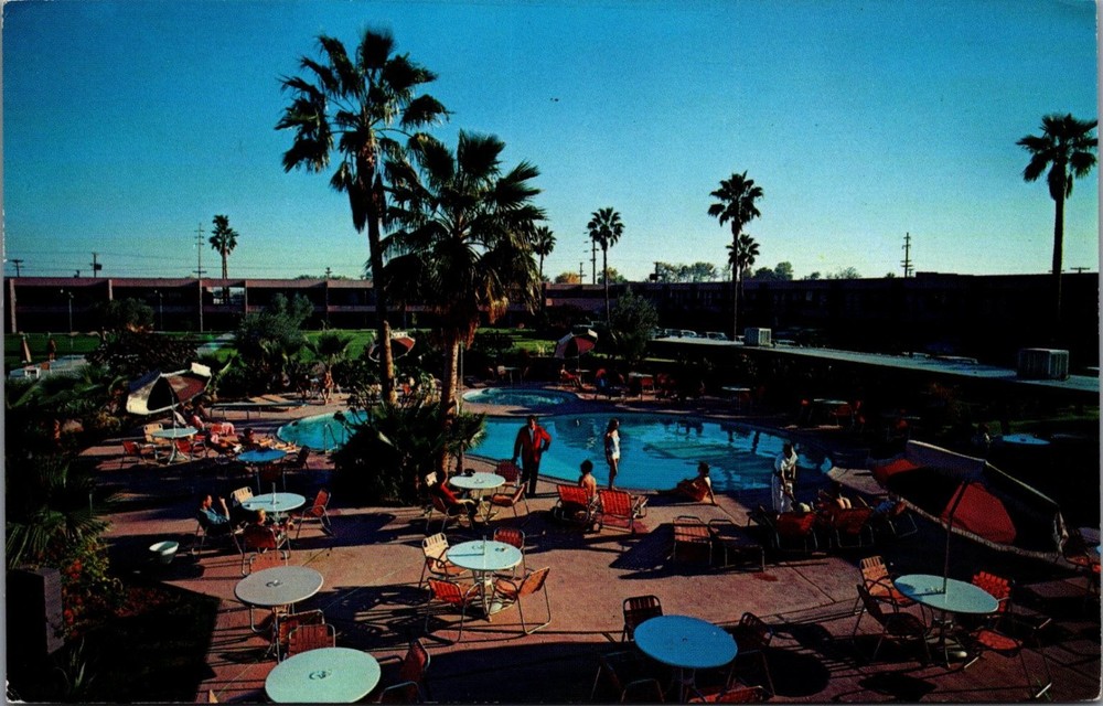 Safari Hotel Scottsdale Arizona Vintage Postcard Petley Studios Pool Palms