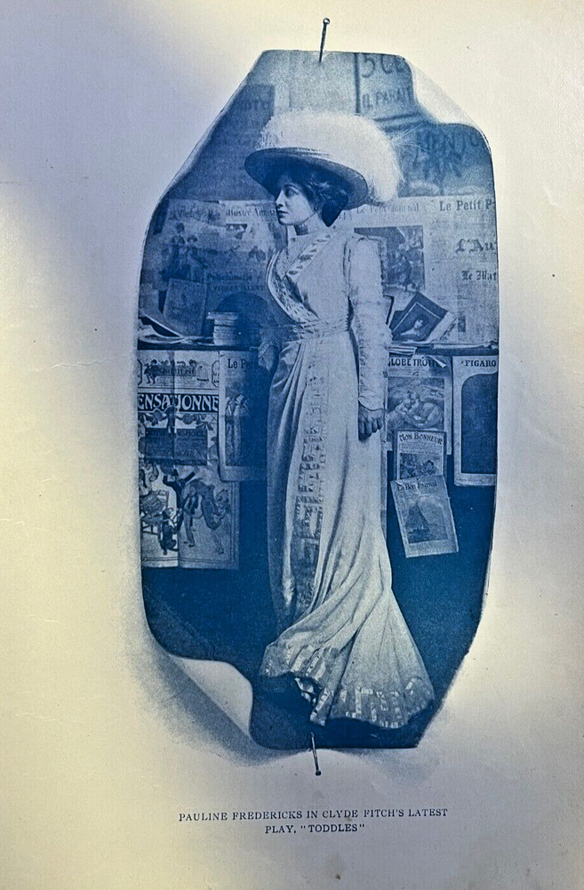 1908 Vintage Magazine Illustration Actress Pauline Fredericks