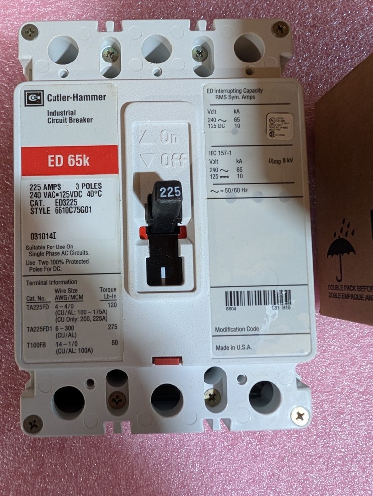 Cutler Hammer Breaker, # ED3225,  225 Amp, 3 Pole NIB.$449.