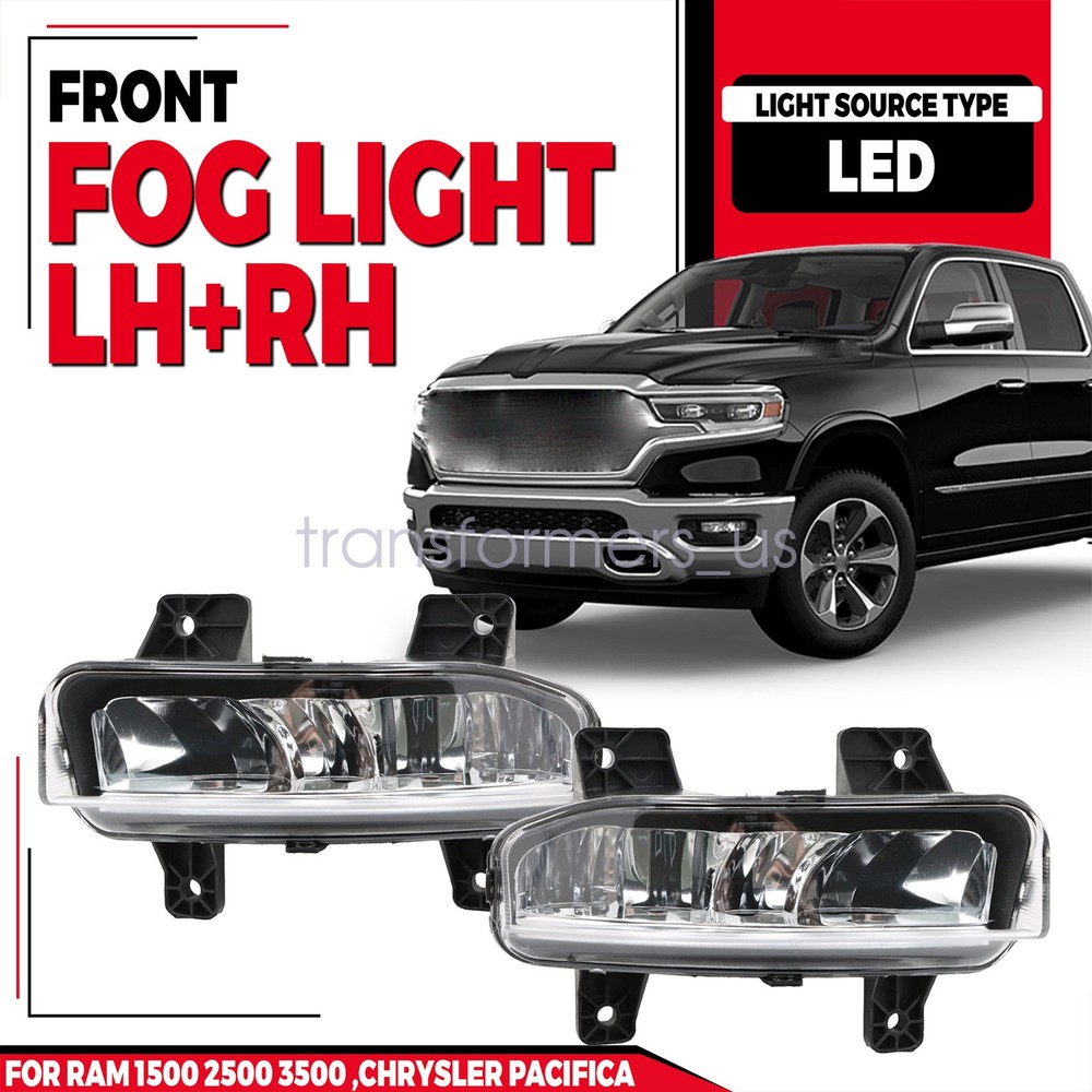 For Ram 1500 2020-2025 LED Fog Light Left+Right Side Front With Bulb(s) 2PCS