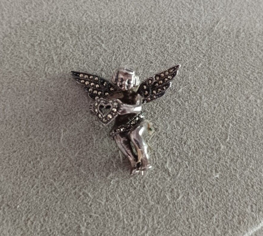 Vintage Judith Jack  Sterling Silver Angel Heart Brooch