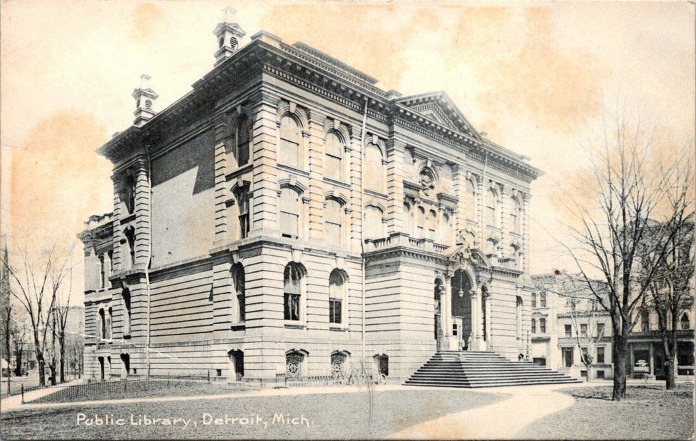 c1905 New Public Library in Detroit Michigan Vintage Postcard