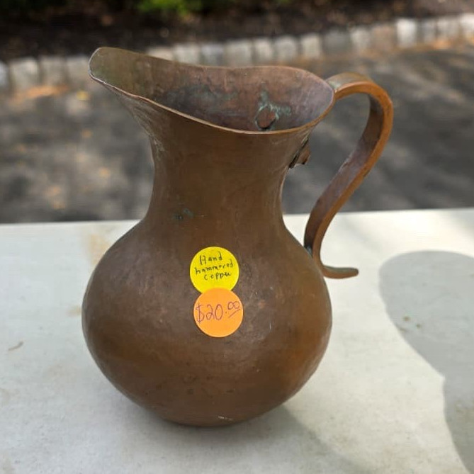 Copper Handmade Hand Hammered Pitcher Collectible Metalware
