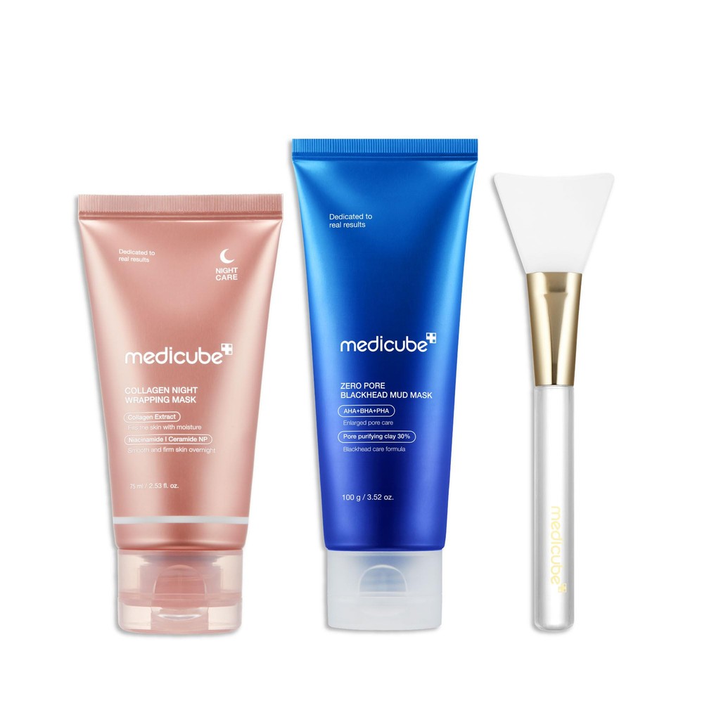 medicube Korean Viral Glass Skin Faical Mask Duo: Collagen Overnight Wrapping Pe