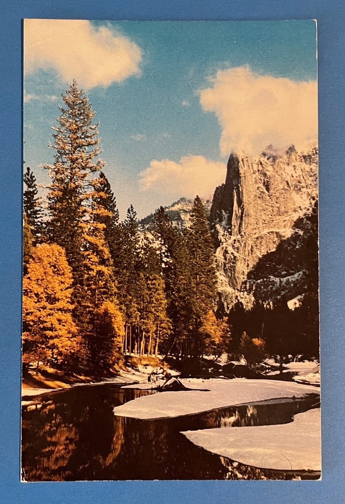 Yosemite National park Sentinel Rock Merced River Vintage postcard California