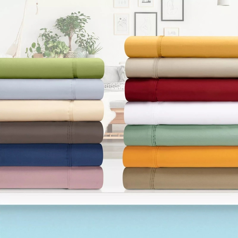 Full Size Bedding Sheets Egyptian Cotton 1000 - 1200 Thread Count Solid Colors