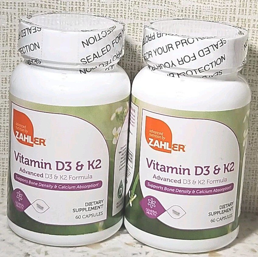 Lot Of 2 Zahler Vitamin D3 & K2 Bone Density & Calcium Absorption Support  12/26