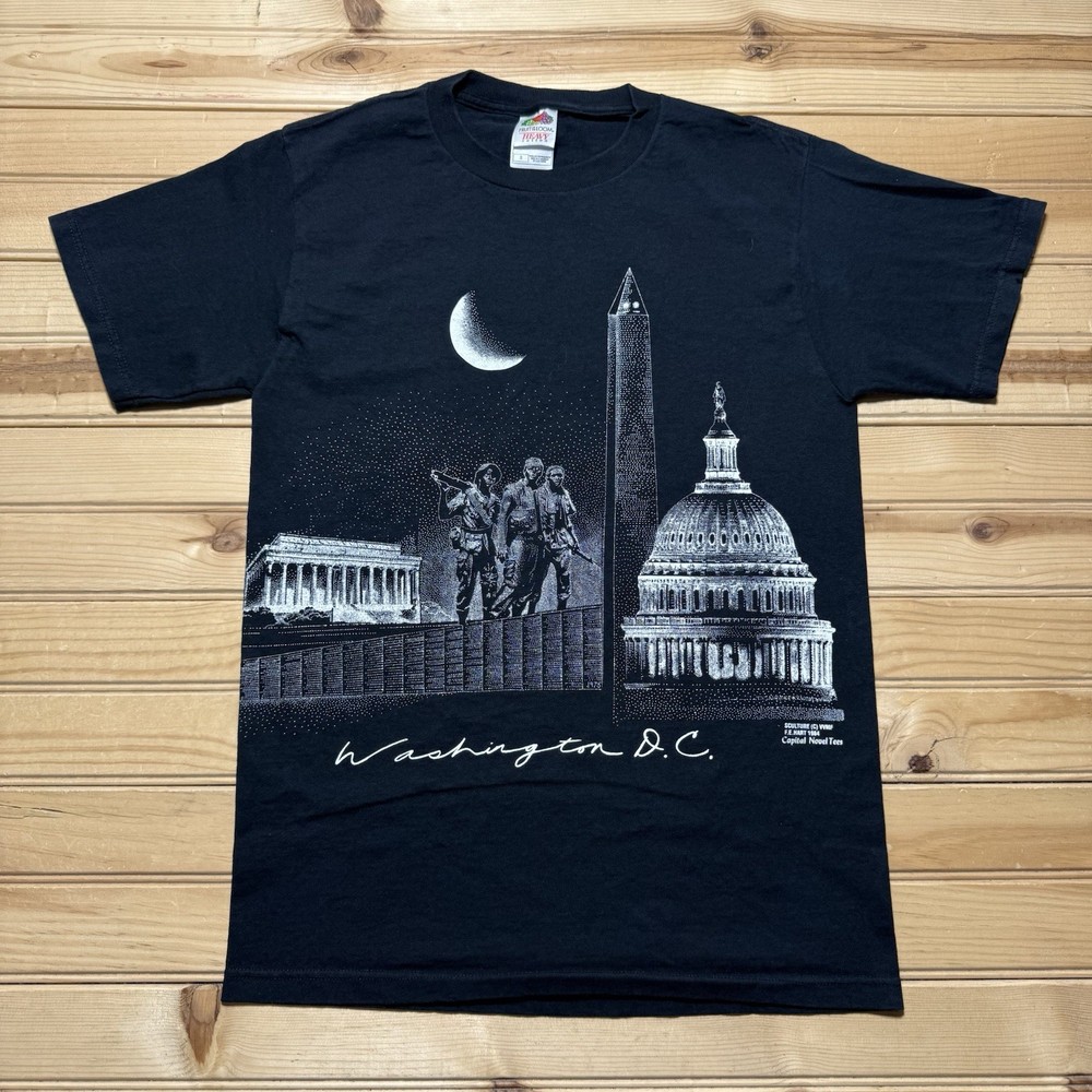 Vintage Washington DC Capitol Novel Monument POW MIA Shirt Small All Over Print