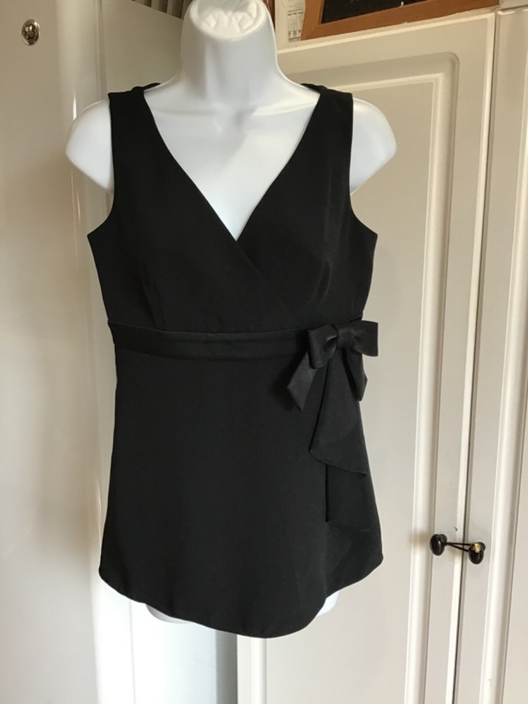 Pre-owned Women's Talbot’s Shirt Size 2 Black Bow Zipper Sleeveless