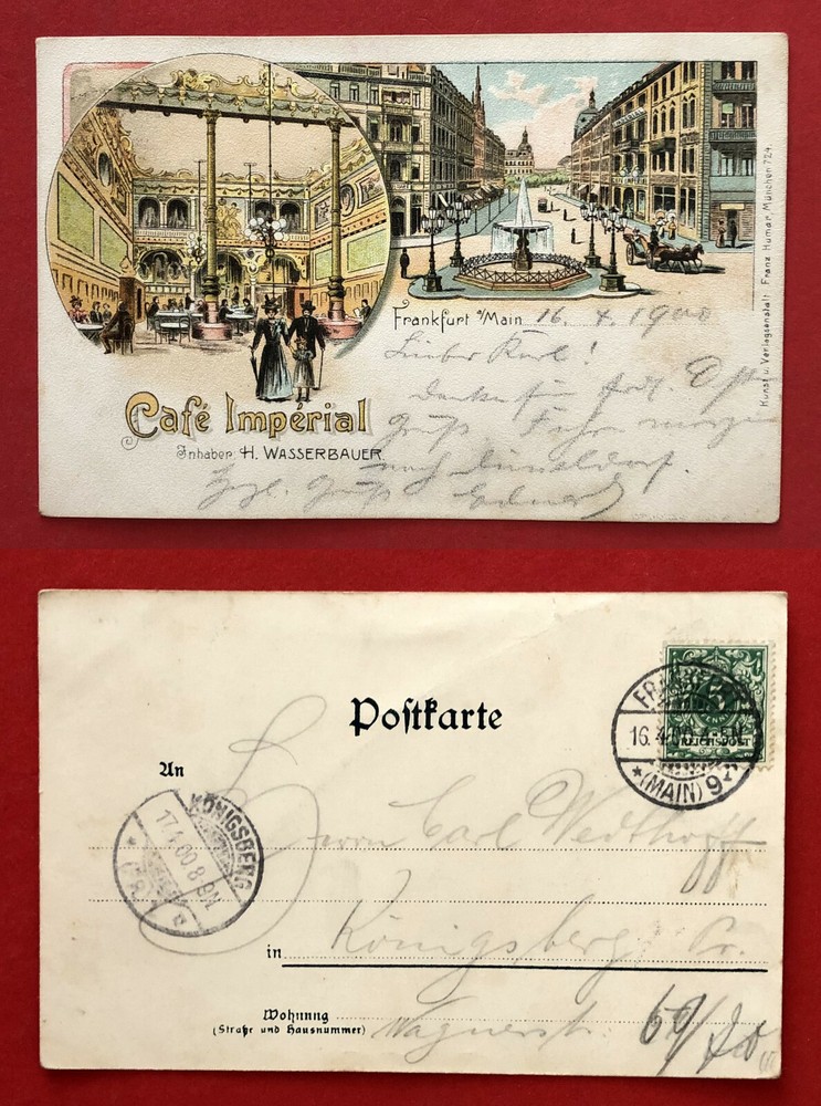 Litho Postcard Frankfurt am Main 1900 Café Imperial (76777