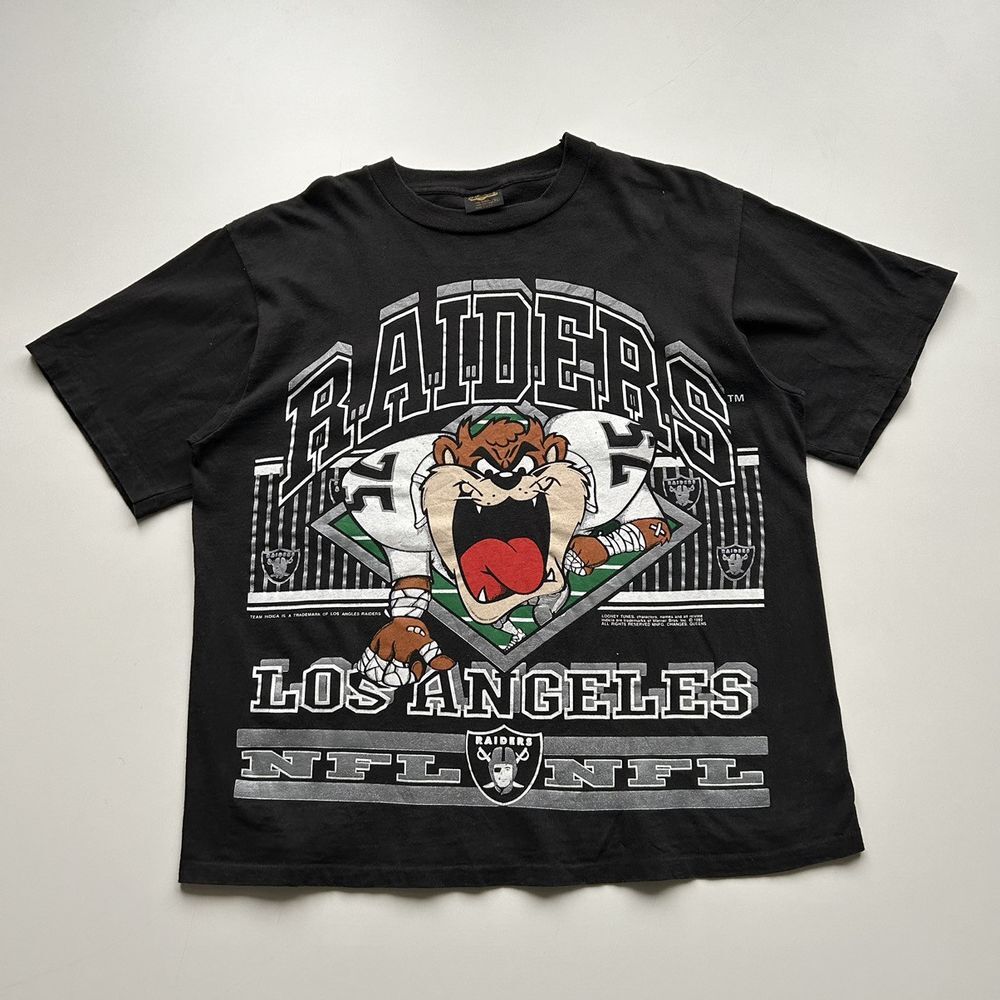 Los Angeles Raiders Looney Tunes Taz 90s black Short sleeve T shirt HN1218