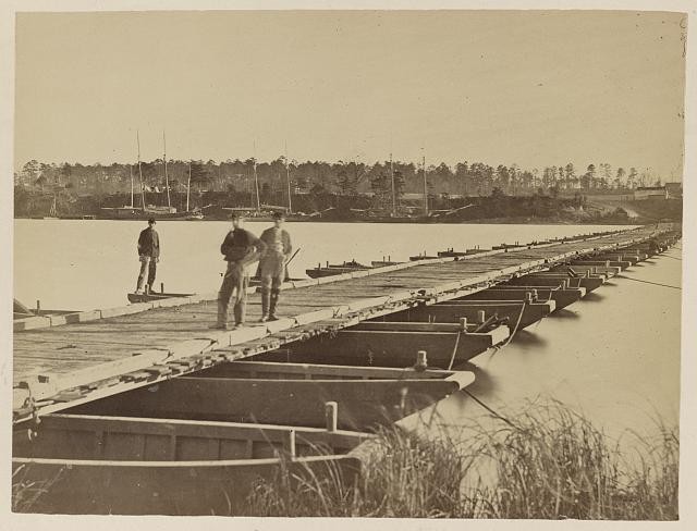 Photo:Pontoon bridge across Appomattox Creek (i.e. River)