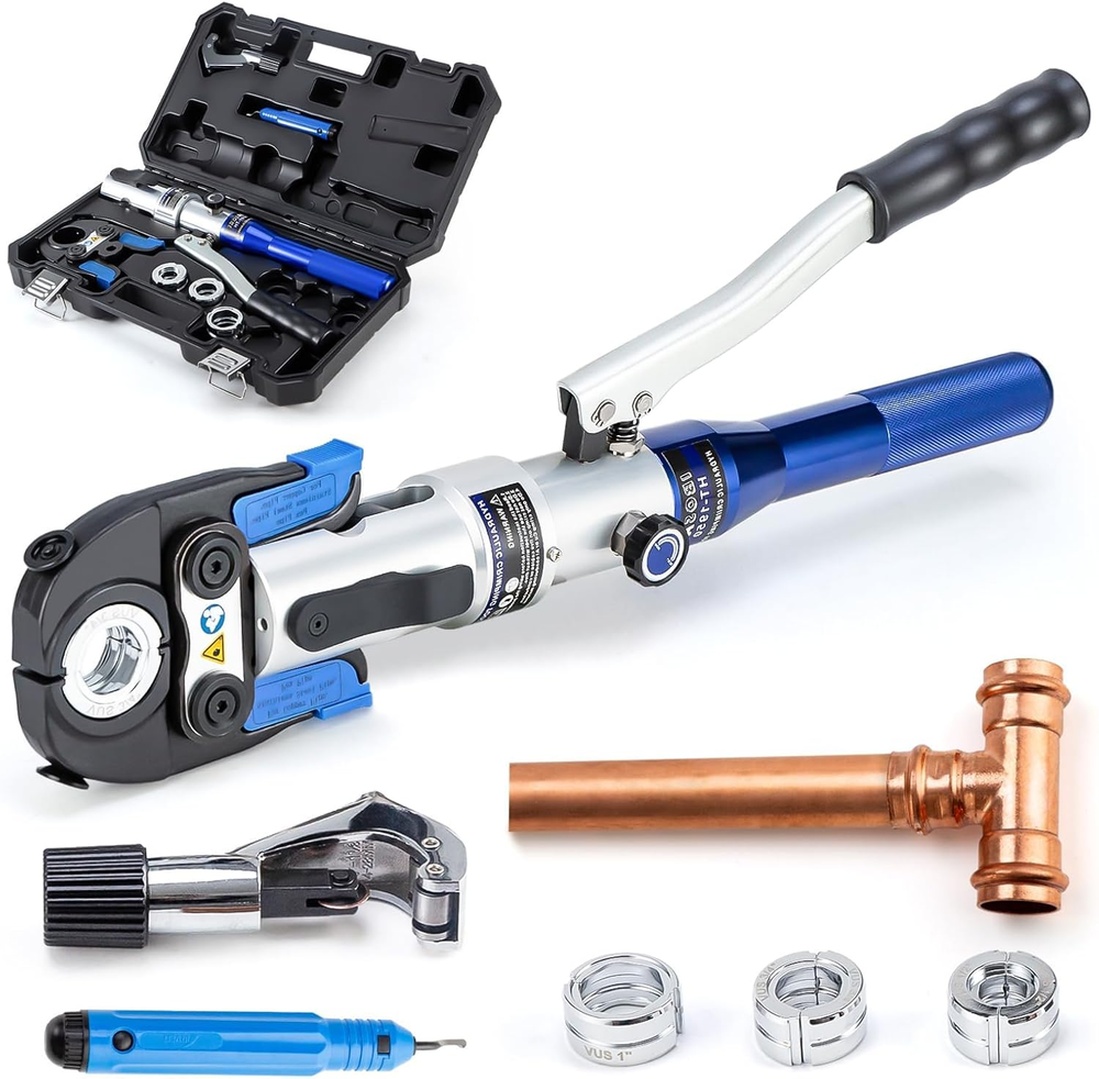 Copper Tube Fittings Hydraulic Pipe Crimping Tool with 1/2 Inch,3/4 Inch and 1 I
