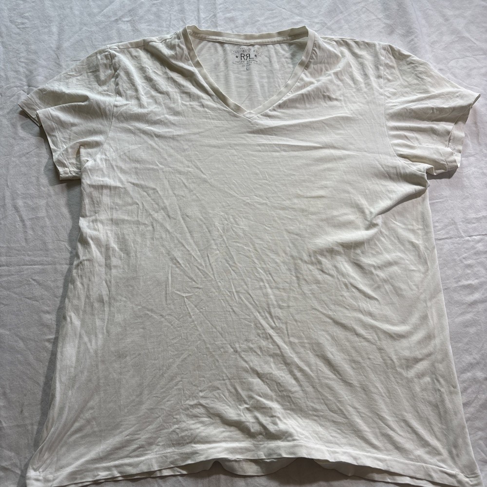RRL by Ralph Lauren White V Neck T-Shirt Mens Large