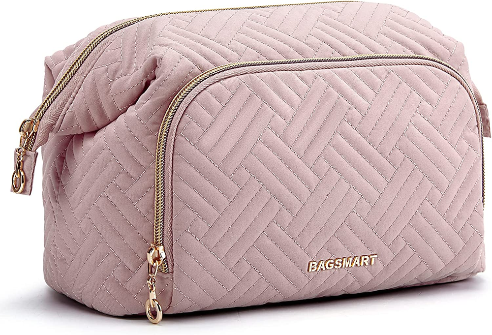 Large Travel Makeup Organizer Bag with Wide Open Pouch for Cosmetics