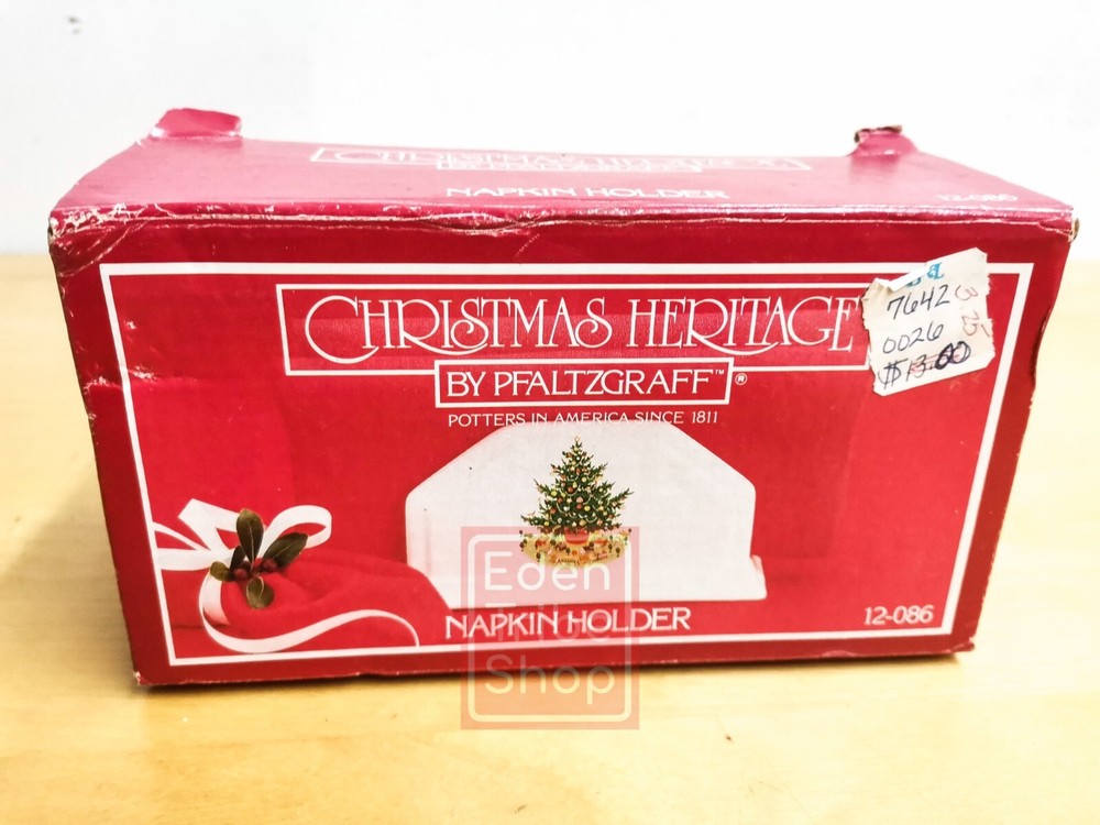 Pfaltzgraff Christmas Heritage White Tree Napkin Holder Pottery 12-086