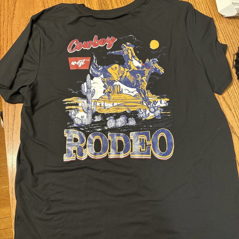 Cowboy Rodeo Graphic TShirt Black Size XXLarge